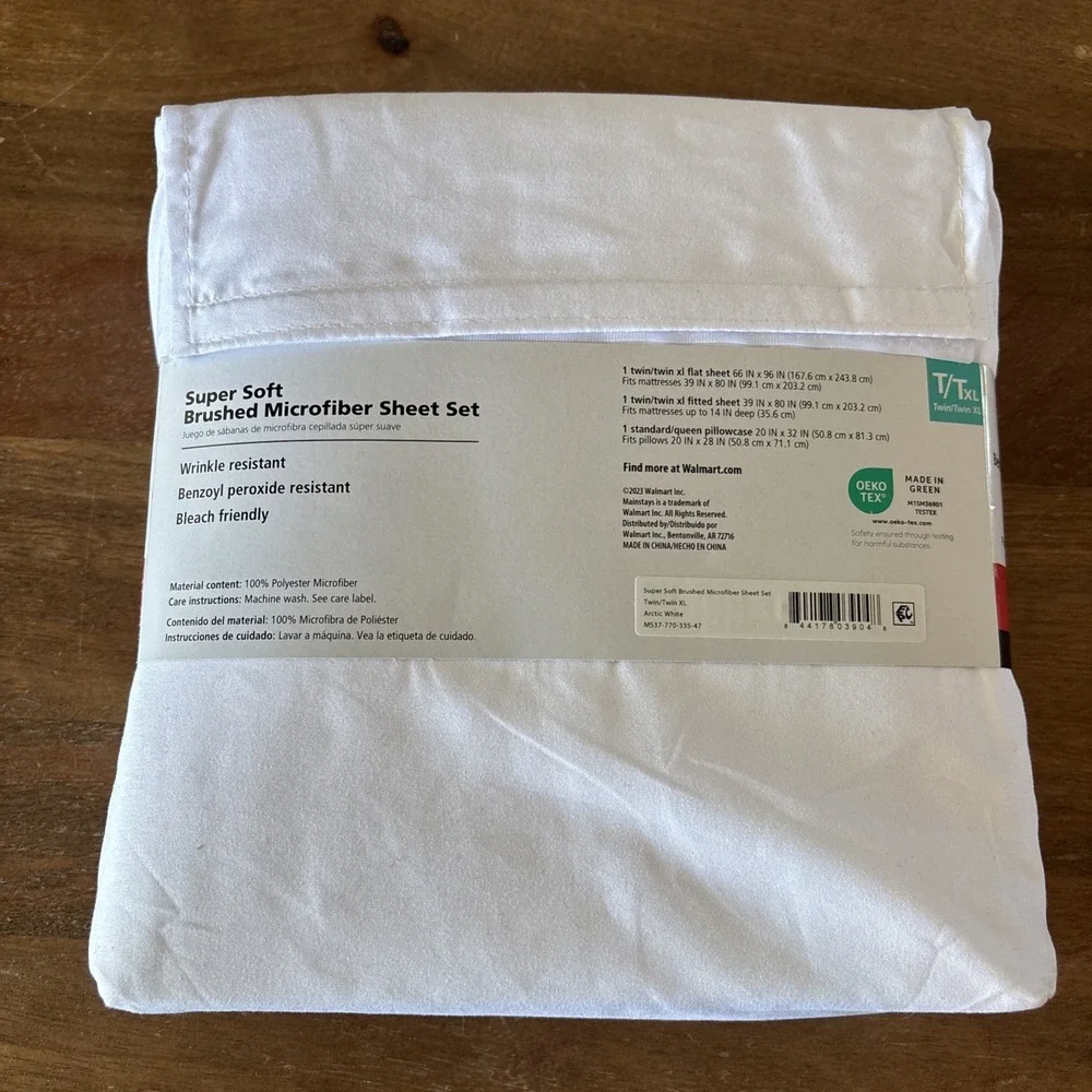 Mainstays Microfiber Super Soft T/TxL Sheet Set WHITE New NIP Wrinkle Resist